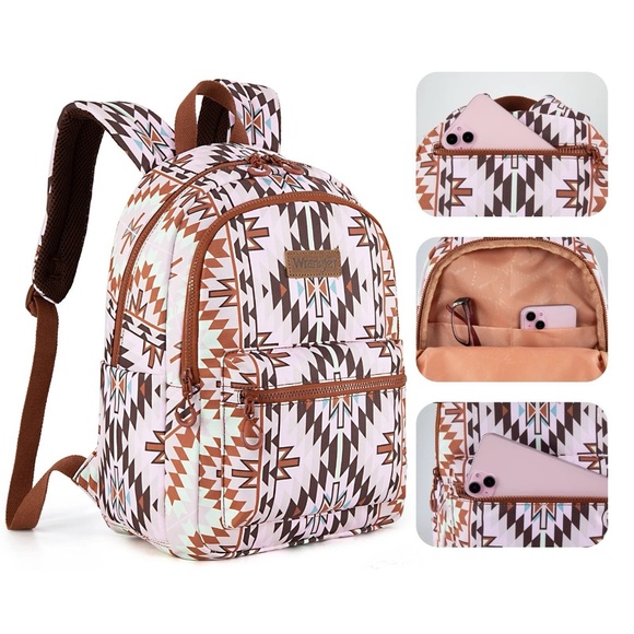 Wrangler Aztec Print Backpack Light Brown - Picture 3 of 5